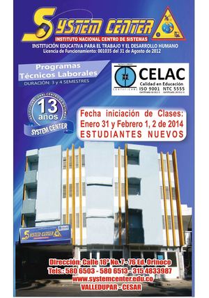 SYSTEM CENTER 2014 - EDUCACIÓN PARA EL TRABAJO Y DESARROLLO HUMANO