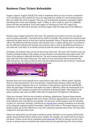 Business Class Tickets Refundable