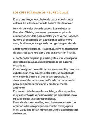 Cuento sobre el reciclaje