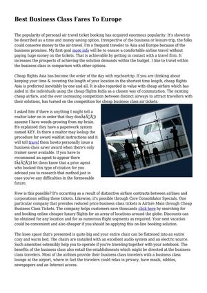 Best Business Class Fares To Europe