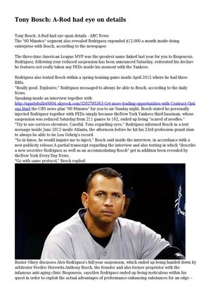 Tony Bosch: A-Rod had eye on details