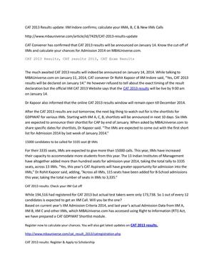 CAT 2013 Results update: IIM Indore confirms; calculate your IIMA, B, C & New IIMs Calls