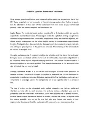 Different types of waste water treatment