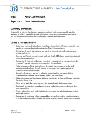 Reading Assistant Manager Calaméo - Assistant Manager