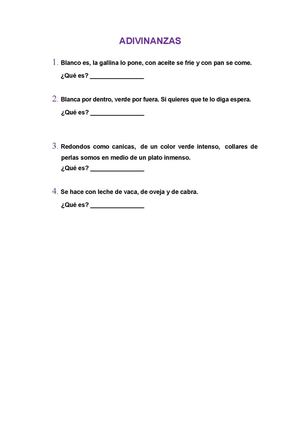 Adivinanzas alimentos