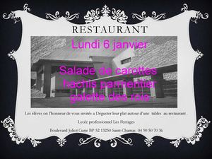 menu restaurant Les ferrages St Chamas