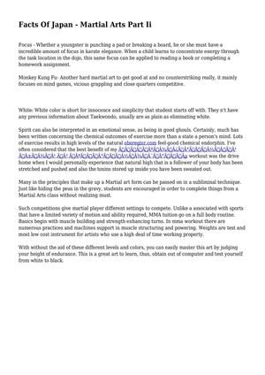 Facts Of Japan - Martial Arts Part Ii