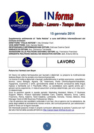 15 gennaio 2014 Informa Studio-Lavoro-Tempo libero