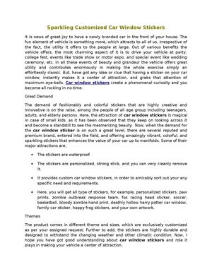 Sparkling Customized Car Window Stickers