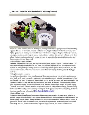 Data Rever Calaméo - Get Your Data Back With Denver Data Recovery Service