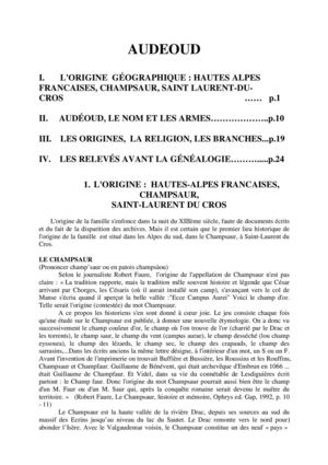 Genèse de la Famille Audéoud de Saint-Laurent-du-Cros