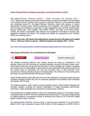 Global Wireless Platforms Market worth $155.2 Billion by 2016