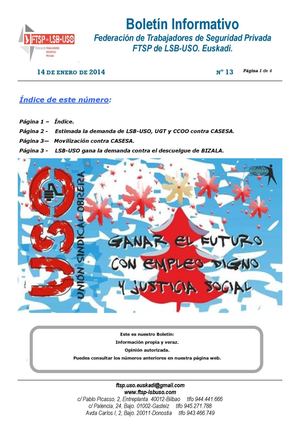 Boletín Informativo 013 FTSP de LSB-USO 2014