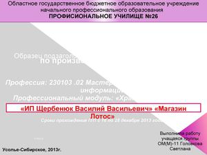 отчет производственной практики