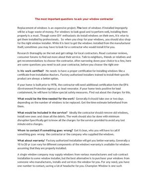 The most important questions to ask your window contractor