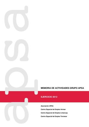 Memoria de Actividades APSA 2012