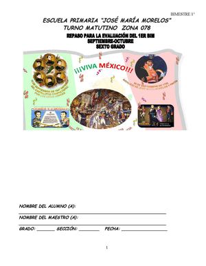 examen para sexto grado de primaria