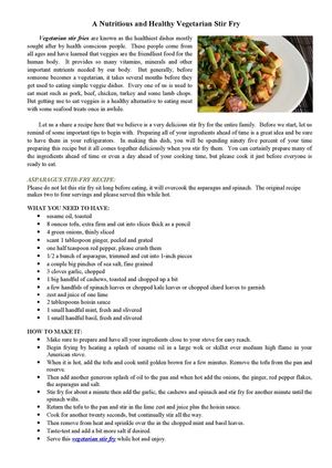 A Nutritious and Healthy Vegetarian Stir Fry