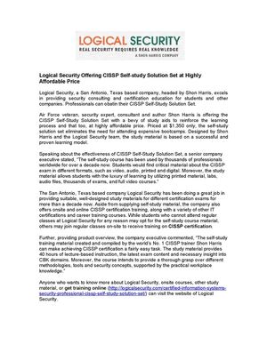 Logical Security Offering CISSP Self-study Solution Set at Highly Affordable Price