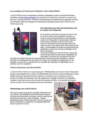 Pour vos impressions d’étiquettes couleur optez pour la QLS-4100 Xe