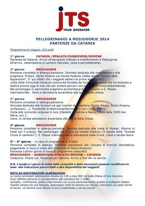 PELLEGRINAGGI MEDJUGORJE 2014
