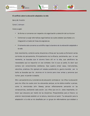 Conflicto sobre la educación adaptada a la vida - Barry M. Franklin, Carla C. Johnson