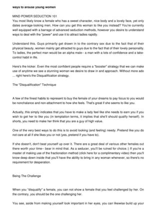 Tips on how to Arouse Women and Pull towards you Females Swift These days