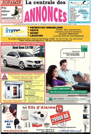 La centrale des annonces N° 1182 Semaine du 19 au 25 Janvier 2014 