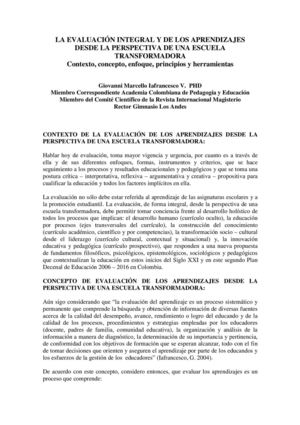 La evaluación  integral de los aprendizajes