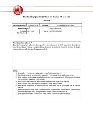 Planificación y Ejecución de Clases con Recursos TIC en el aula; Biología