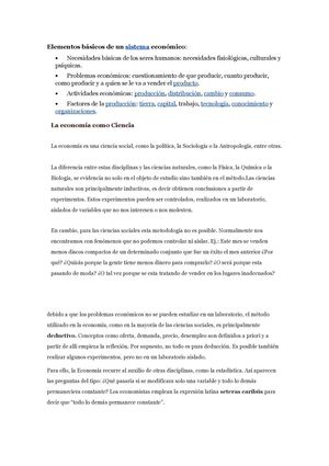 Elementos básicos de un sistema económico