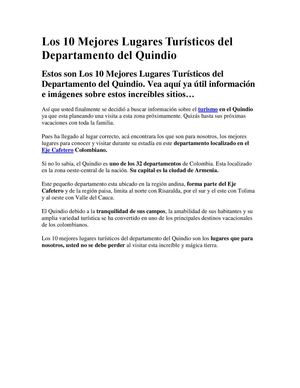 Los 10 Mejores Lugares Turísticos del Departamento del Quindio