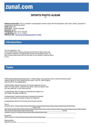 SPORTS WEBQUEST ZUNAL