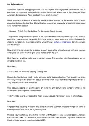 Top 5 Areas to Buy Perfumes and Cosmetics in Singapore