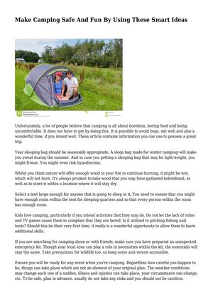 Make Camping Safe And Fun By Using These Smart Ideas