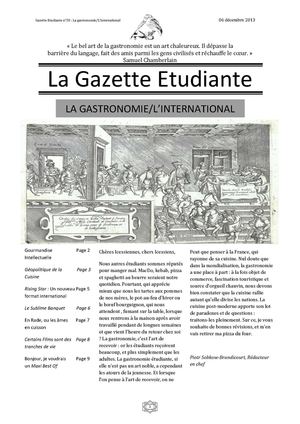 ICES - La Gazette étudiante, n° 20 - La Gastronomie / l'International