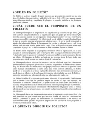 Información acerca del folleto, costumbres y tradiciones