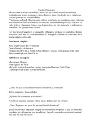 Patrimonio tangible y intangible