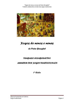 Xogos de nenos e nenas de Pieter Brueghel 1º ciclo