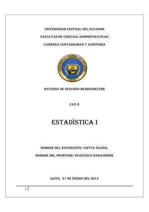 ESTADÍSTICA I - CONTENIDO DE LA ASIGNATURA SEGUNDO HEMISEMESTRE