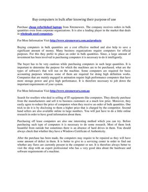 Buy computers in bulk after knowing their purpose of use