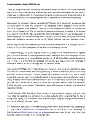 A Genuine Overview Of The HP Officejet 5610 All-in-One Printing device