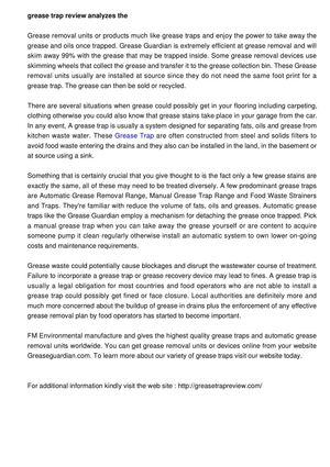 Grease Trap Review analyses the Thermaco Big Dipper Grease Trap Line.