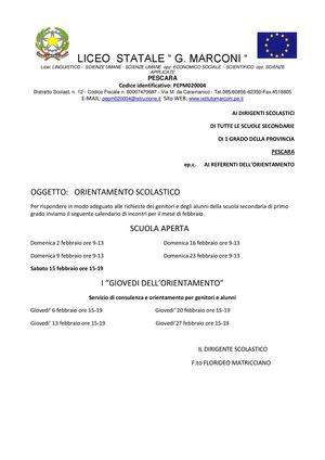 open day Marconi Pescara - nuove date