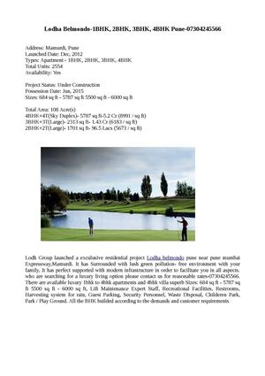 Luxury Apartment-Lodha Belmondo Pune