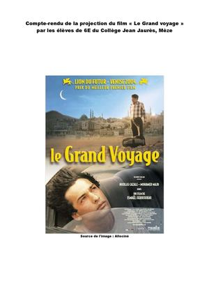 Compte-rendu de la projection du Grand voyage - 6E, Collège Jean Jaurès
