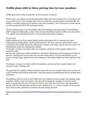 Netflix plans shift to three pricing tiers for new members