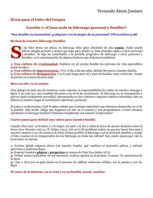 Lecciones para Ministerio Varonil - Lección 1