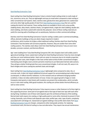 Steel Roofing Contractors Tulsa Call 918-707-8150 Tulsa Steel Roofing Companies OK