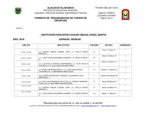 TURNOS DE DISCIPLINA